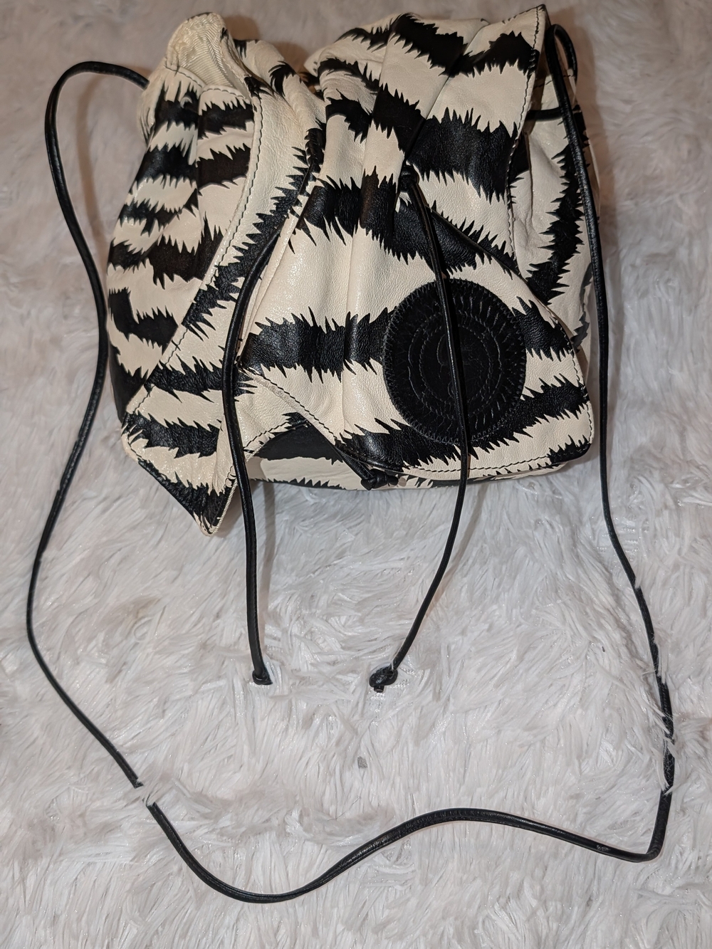 Carlos Falchi Leather Sac Black White